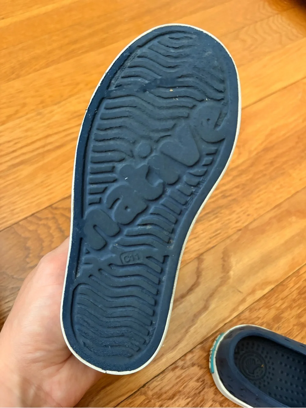 Native Kids Water Shoes in Navy with White Toe